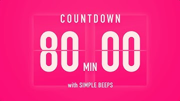 80 Minute Countdown Timer 💓 Flip Clock with Vibration Beeps