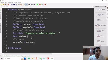 5. Ingresar un valor en dólares, luego mostrar su equivalente en soles. Dato: 1 dólar es 3.38 soles