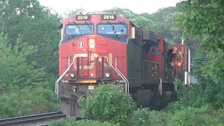 Stack Train CN 121 passing Birch Cove, NS while Building Train at Halifax Pace Yard