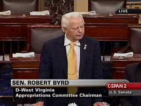 Robert Byrd, always a stickler when it comes to Senate procedure, firmly reminds his colleagues of the need to address one another in the third person.