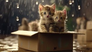 😺 cute kitten got rained on - poor cute kitten - nature sound rain 💦.