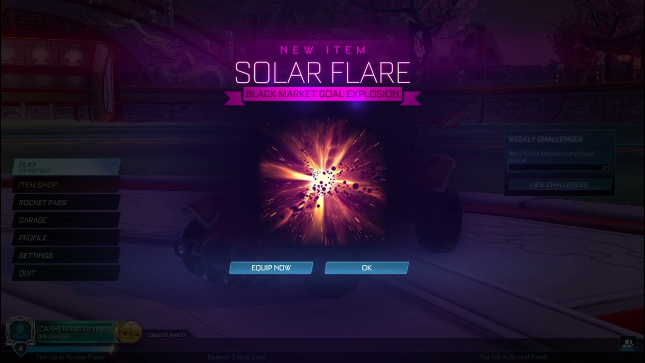 A screenshot of a Solar Flare Goal Explosion in action