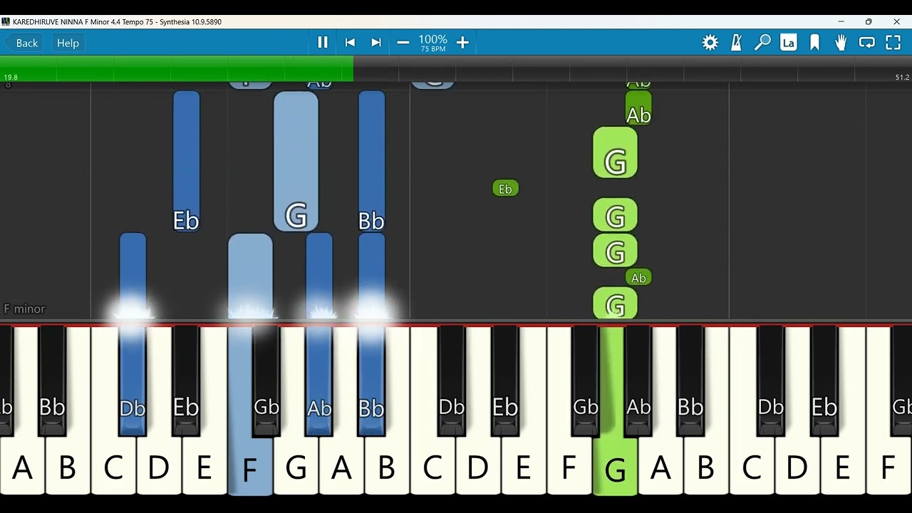 KAREDHIRUVE NINNA Keyboard Notes F Minor 4/4 Tempo 75 | ಕರೆದಿರುವೇ | STEPHEN RATHINAM