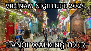 Vietnam Nightlife 2024 - Hanoi Walking Tour 36-min with Captions & Natural Sound