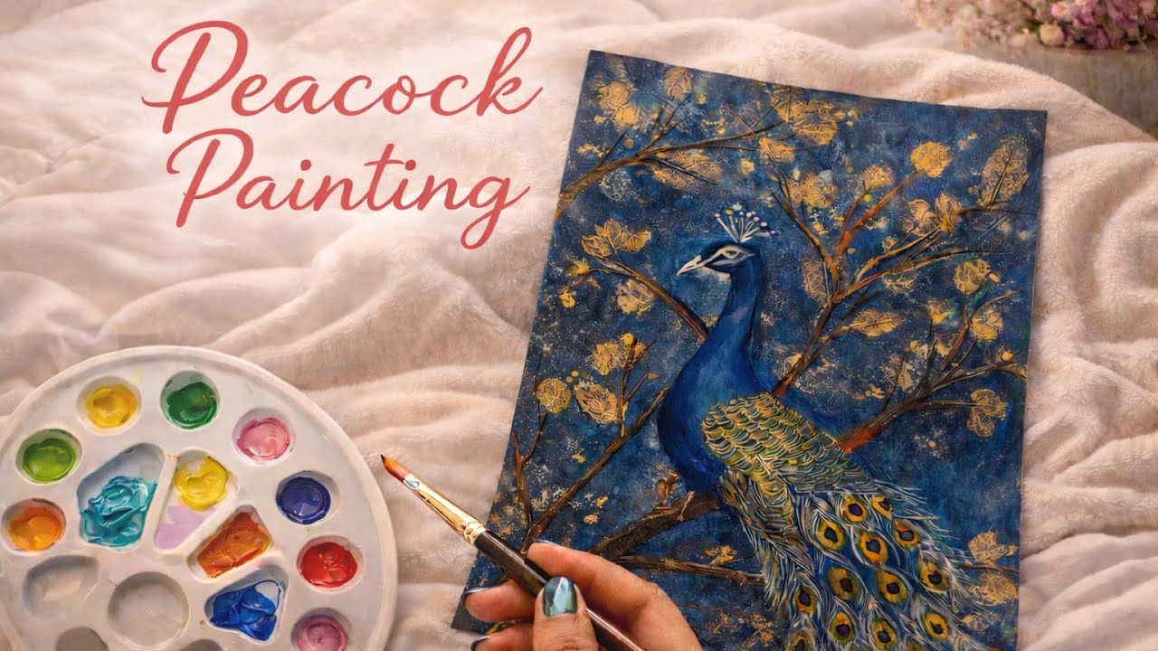 Peacock painting | acrylic colour painting | peacock drawing | #peacock #painting #drawing #art 