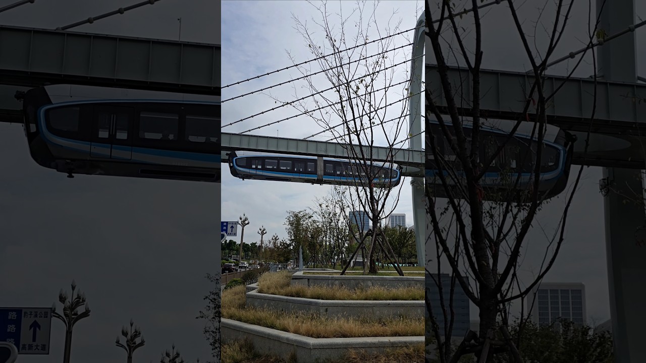 Ce train est insolite pour plusieurs raisons. Voici le monorail de Wuhan en Chine. #voyage #chine