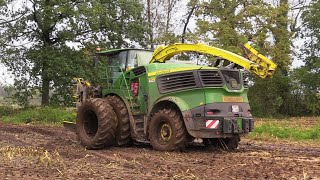 Maïs 2023 | John Deere 9700 met dubbellucht in de modder | John Deere met Dewa 3 asser vast