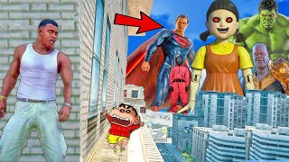 Franklin and Shinchan & Pinchan play HIDE AND KILL with Squid Game Doll In GTA 5