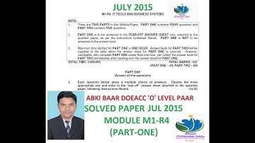 DOEACC O LEVEL M1-R4 JULY 2015 PART ONE SOLUTION
