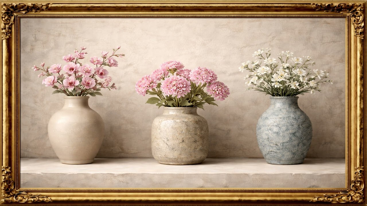 4K Relaxing Floral Still Life Gallery 🌸 Elegant Flower Arrangements for Calm & Cozy Ambience TV Art