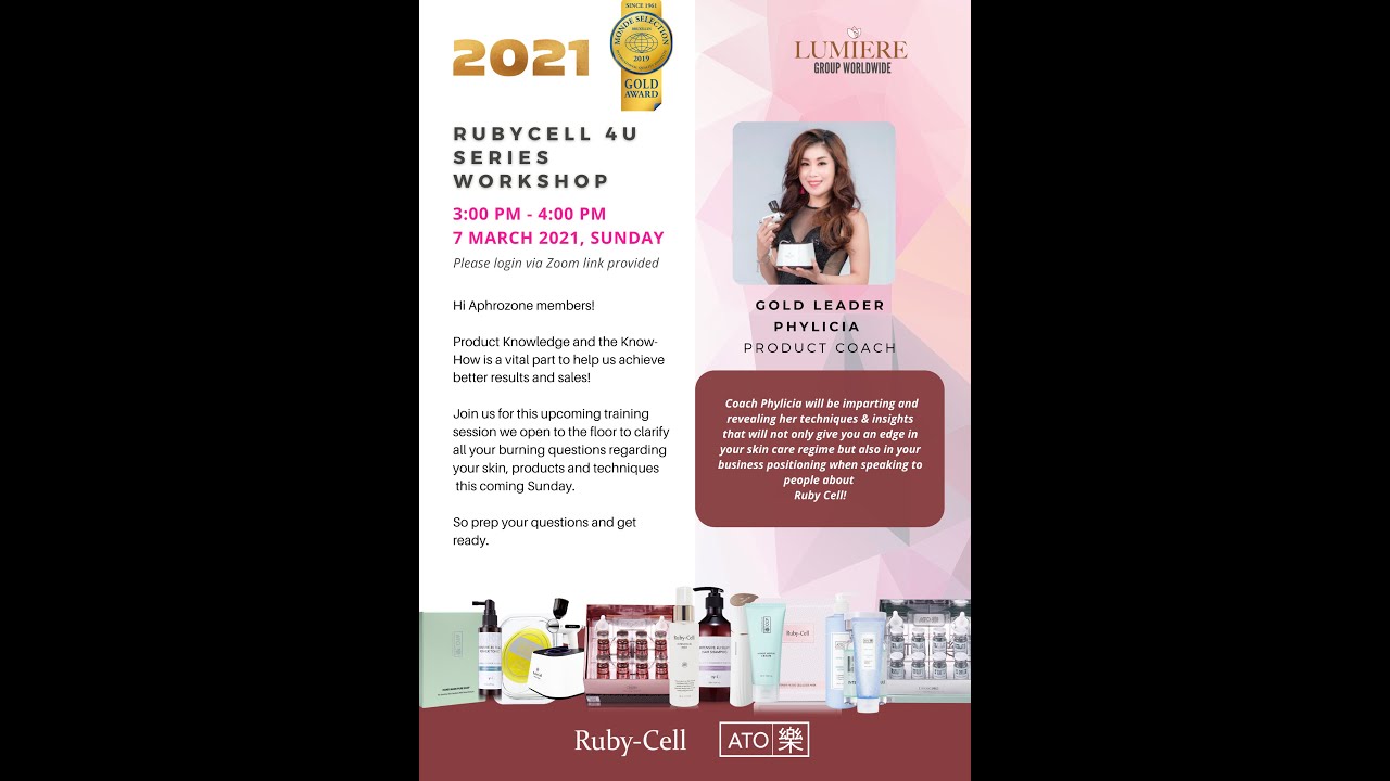 RUBY CELL 4U SERIES WORKSHOP with Coach Phylicia Koh 7 March 2021 - YouTube