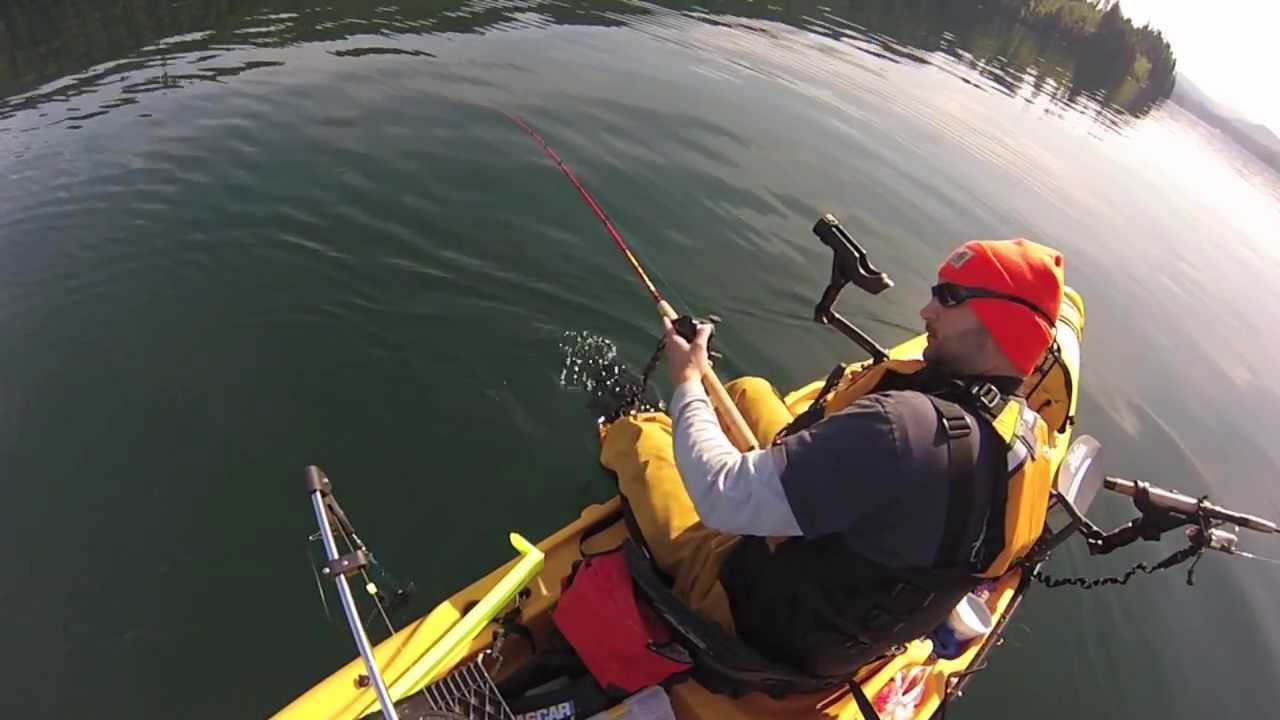 Down rigger deployment from a kayak - YouTube