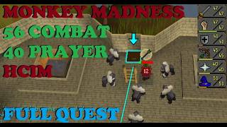 HCIM (56 Combat) - NO MELEE PRAYER Monkey Madness 1 (Full Quest Run)