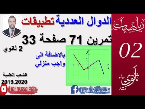 تمرين 71صفحة 33 تطبيقات التمثيل البيانى 2ثانوي الشعب علوم تقني رياضيات  تمرين 71صفحة 33 تطبيقات التمثيل البيانى 2ثانوي الشعب علوم تقني رياضيات