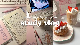 study vlog 🍰 productive studying, notes taking, baking cake, lots of gaming, making breakfast+more