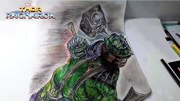 Belajar menggambar pake KRAYON//THOR ragnarok HULK Gladiator