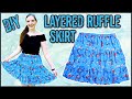 How to Make a Layered Ruffle Skirt without a Pattern | DIY Tiered Ruffle Skirt Tutorial