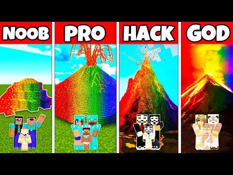 Minecraft Family Rainbow Volcano Apocalypse Challenge Noob Vs Pro Vs Hacker Vs God In Minecraft Youtube - all new fortnite dances in real life vs roblox thanos noobix pro