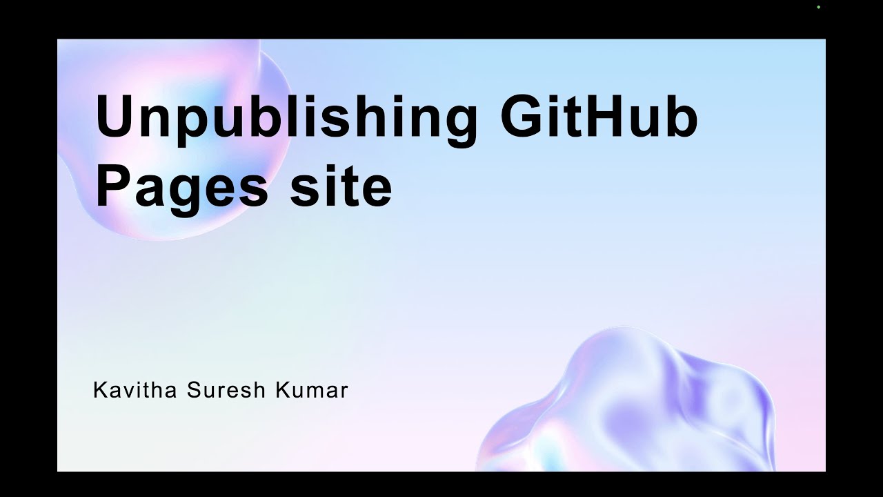 Unpublishing GitHub Pages site - YouTube