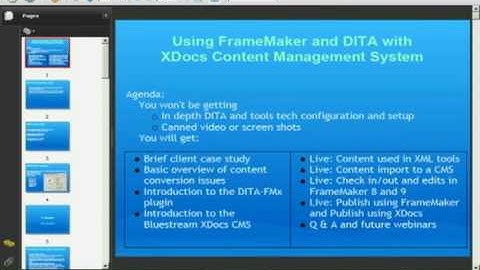 1/7 FrameMaker, DITA-FMx, and XDocs Intro Webinar