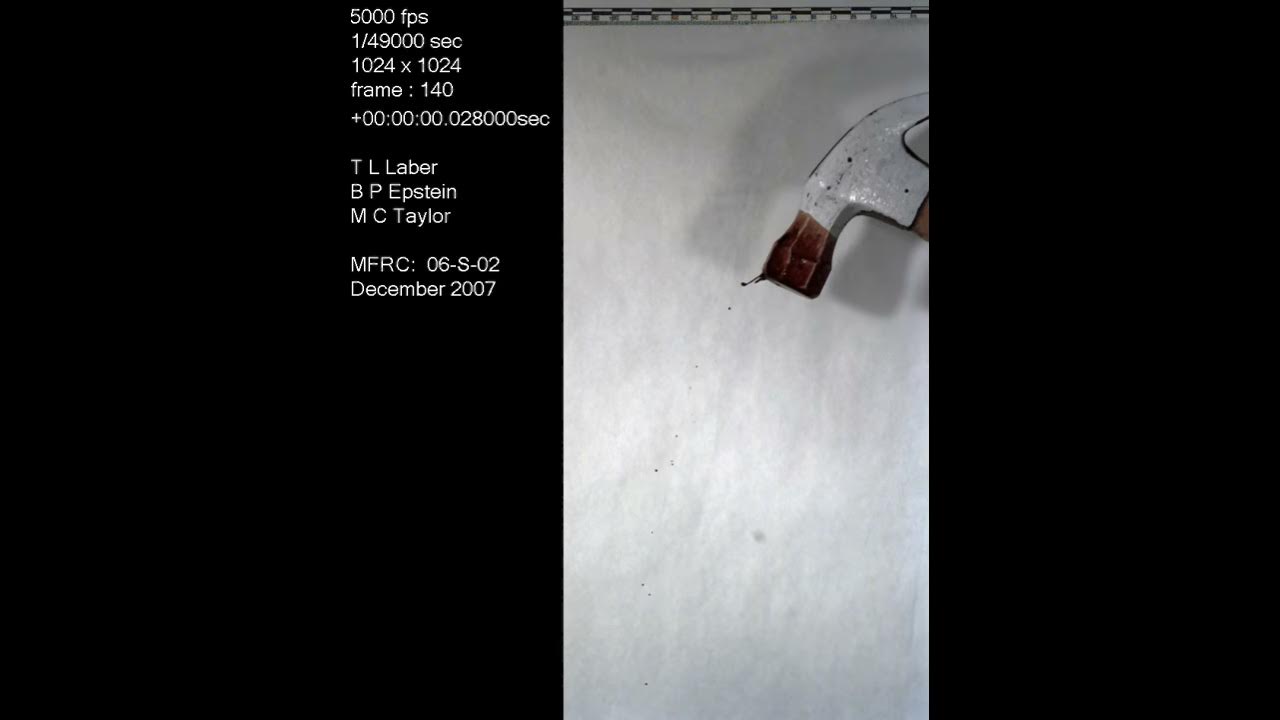 Castoff from the vertical upwards swing of a hammer Blood Spatter