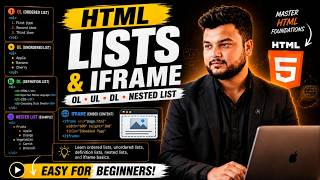 HTML Lists Tutorial #2 | OL, UL, DL, Nested List & Iframe in Urdu/Hindi