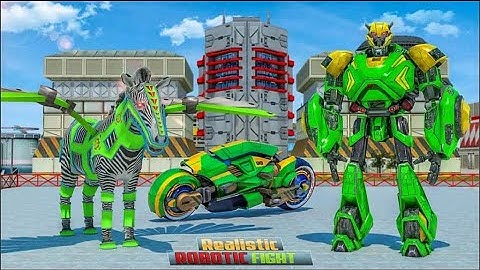 Multi Robot Transform Wars: Flying Zebra Bike Robot Transformation Game - Android Gameplay