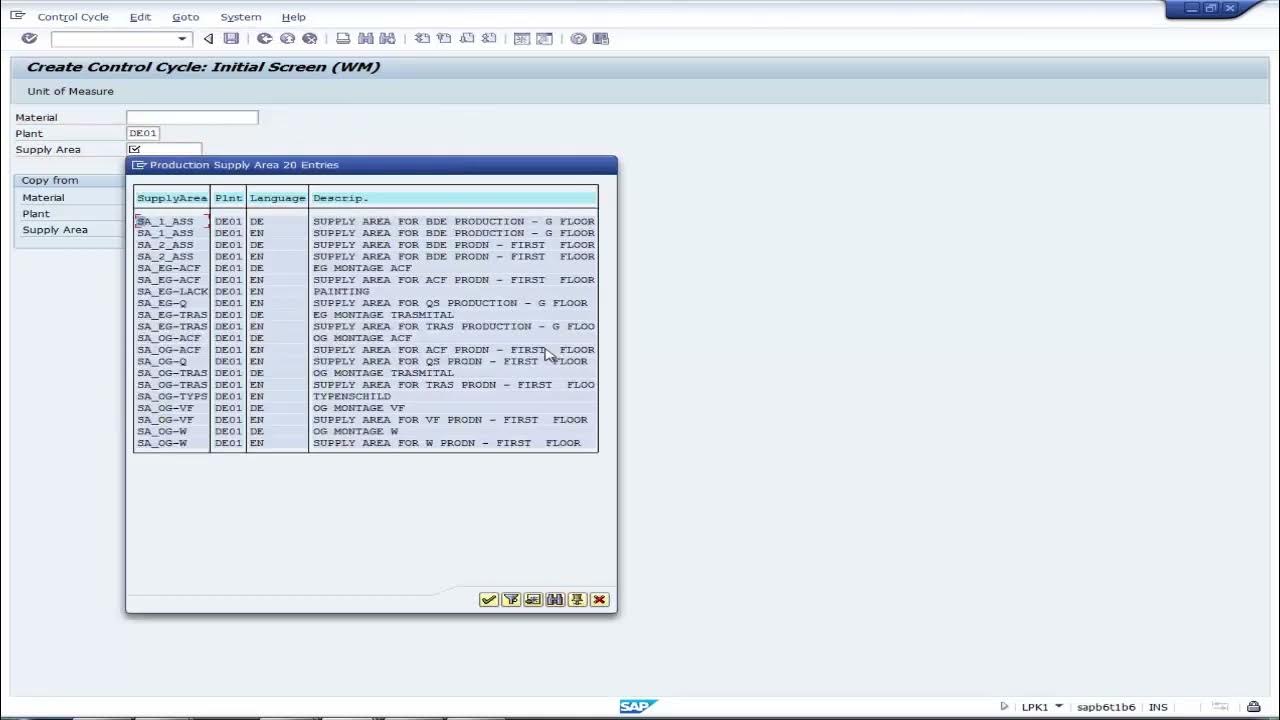 Create Control Cycle In Sap