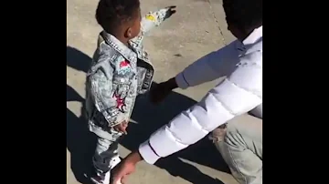 NBA Youngboy son crashes his toy car while looking at his dad