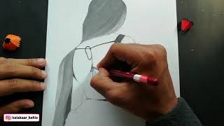 Backpose Saree Sketch Art Woman Art Beautiful Backless Art By Kalakaar Kehlo