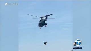 Video captures dramatic helicopter rescue of injured hiker in Angeles National Forest