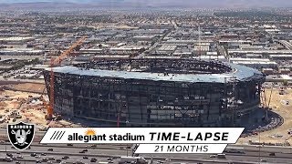 Watch the most recent time lapse of progress on allegiant stadium
which is 21 months into construction. visit https://www.raiders.com
for more. keep up-t...