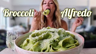 Broccoli Alfredo Pasta MUKBANG | MACRO-FRIENDLY!