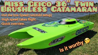 Miss Geico 36" Twin Brushless Catamaran. Great looking boat but..is it worthy? #rc #rcboat #proboat