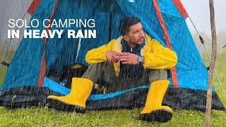 Solo Camping In Heavy Rain [ Cooking In Nature, Rain Sounds, Asmr ]