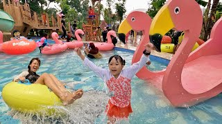 Main Perosotan Balon Air dan Mandi Bola di Waterpark  Choo Choo Train Kereta Api Anak Playground