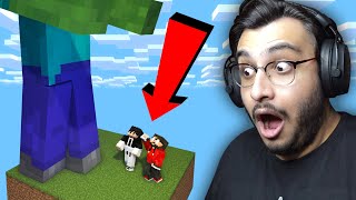 WE FOUND A GIANT ZOMBIE IN MINECRAFT SKYBLOCK #1 | RAWKNEE