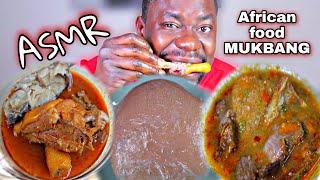 ASMR OKRO SOUP + LIGHT SOUP with FUFU MUKBANG| AFRICAN FOOD MUKBANG | BIG BITES