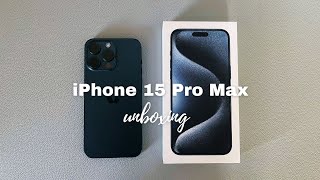 Unboxing iPhone 15 pro max (blue titanium) 🌙 | accessories + camera test