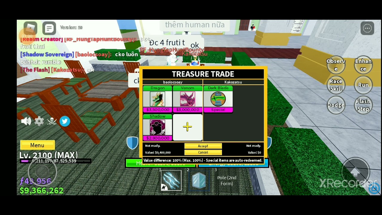 TRADING YORU/DARK BLADE FOR THE BEST FRUIT in BLOX FRUIT 