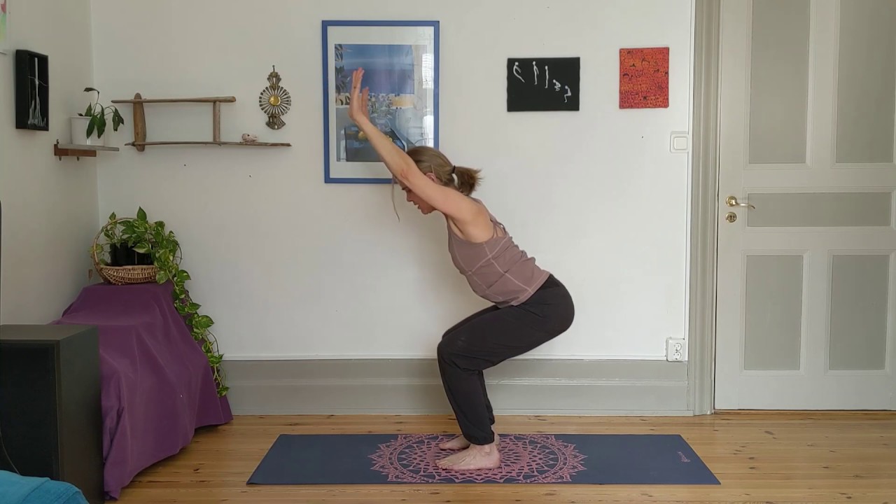 Be Gentle Yoga Downward Dog and Chair to Mountain Pose YouTube