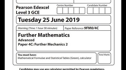 FM2 2019 Pearson Edexcel A level further maths
