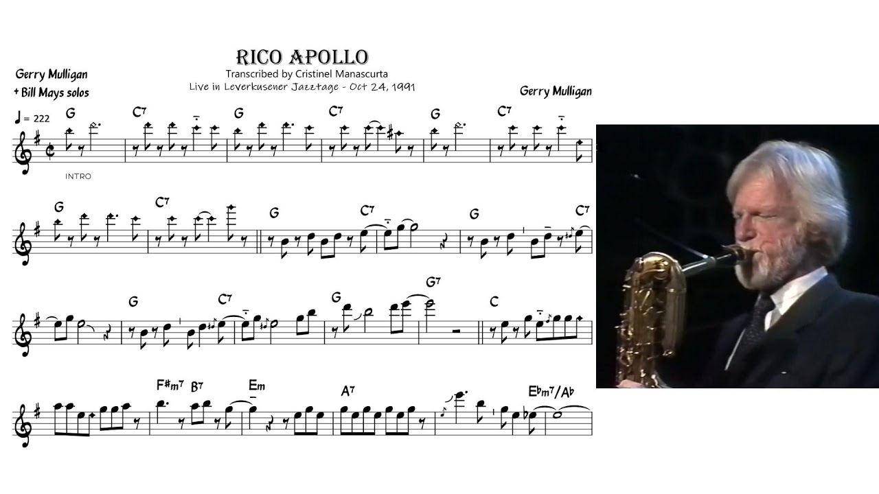 Gerry Mulligan, Bill Mays - Rico Apollo (baritone transcription) - YouTube
