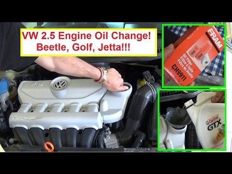 Vw Beetle Jetta Golf 2.5 Oil Change. How to Change Oil on VW New Beeltle 2.5 2006 - 2011