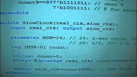 Program 7-Segment LED by Clock Signals, Verilog/FPGA (TestClockLED)