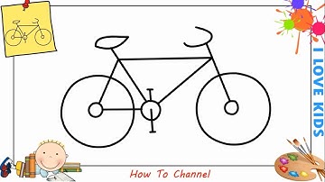 How to draw a bike (bicycle) EASY step by step for kids, beginners 3