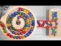 マーブルランレースASMR☆ハバのロングクネクネカタカタコースとくみくみスロープ！Marble Run Race ASMR☆ HABA Wooden Long Wavy Course