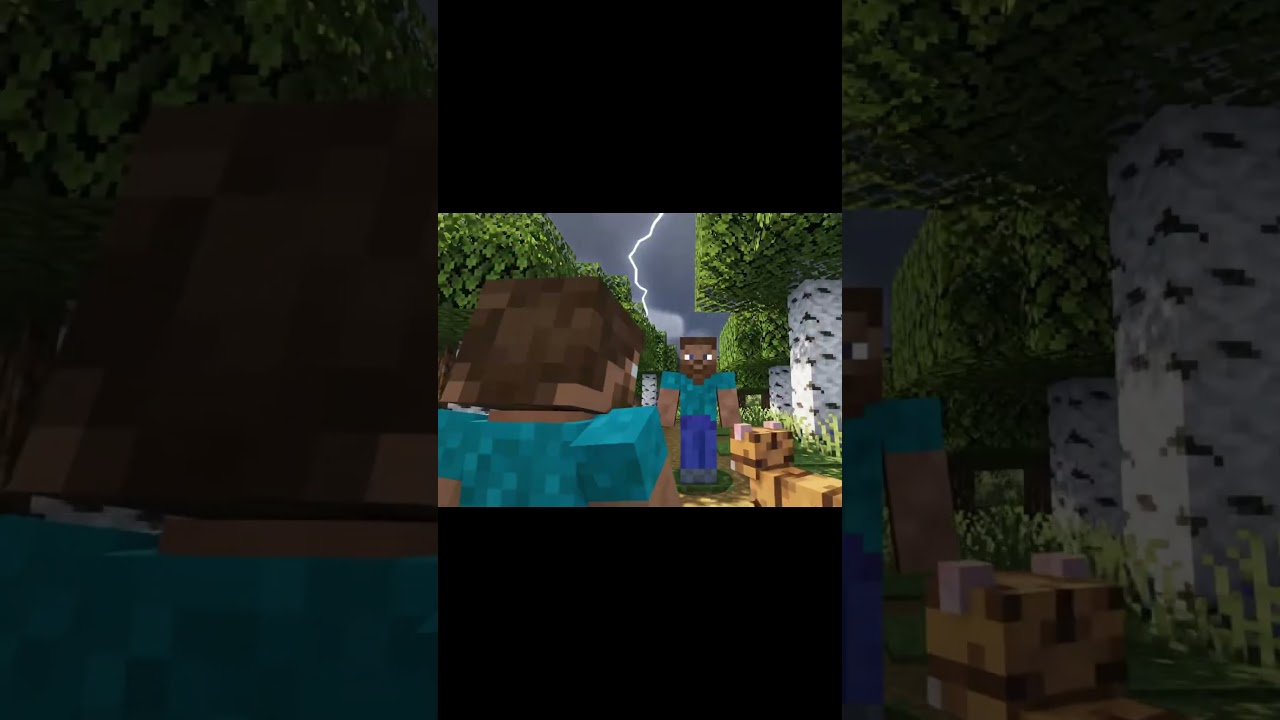 Steve met Herobrine and a thunderstorm began 