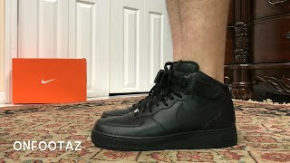 air force 1 mid black on feet