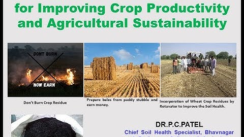 Management of Crop Residues for Improving Crop Productivity and  soil Sustainability Dr. P. C. Patel